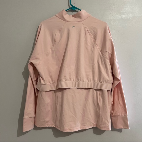 Fabletics Blush Pink Zip-Up Jacket zip pockets thumb holes 1X Athletic Trinity - Picture 5 of 11